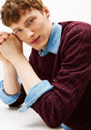 Tommy Hilfiger Cable Knit Crew Neck Sweater, Deep Burgundy