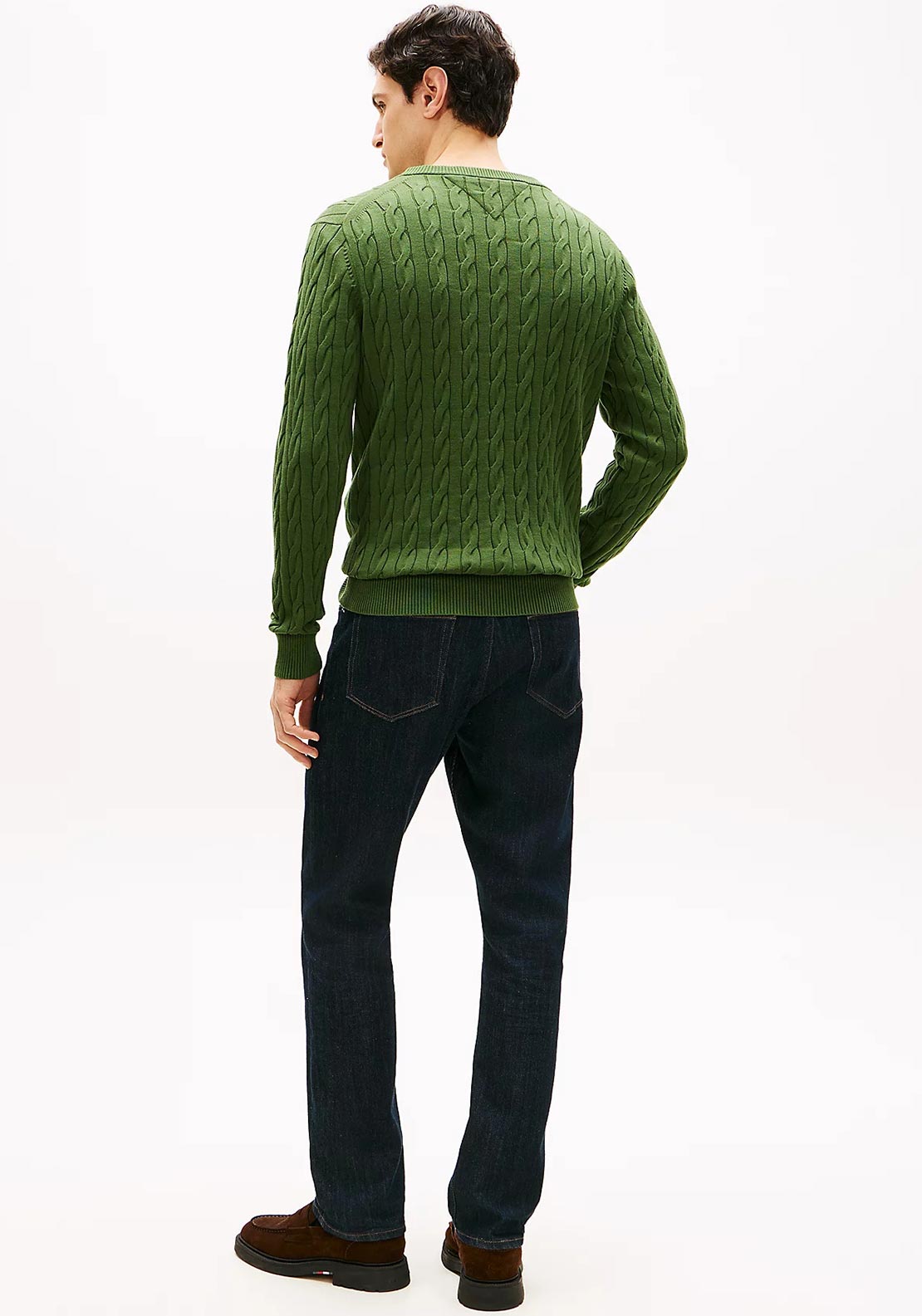 Tommy Hilfiger Cable Knit Crew Neck Sweater, Pine Green