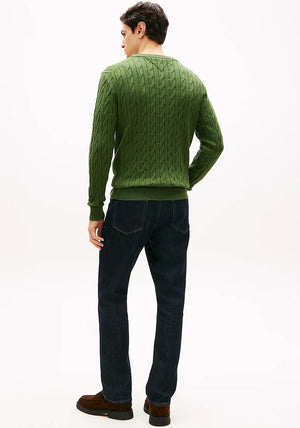 Tommy Hilfiger Cable Knit Crew Neck Sweater, Pine Green