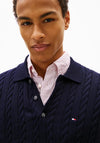 Tommy Hilfiger Cable Knit Polo Sweater, Navy