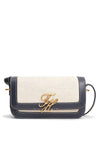 Tommy Hilfiger Canvas Leather Trim Crossbody Bag, Navy