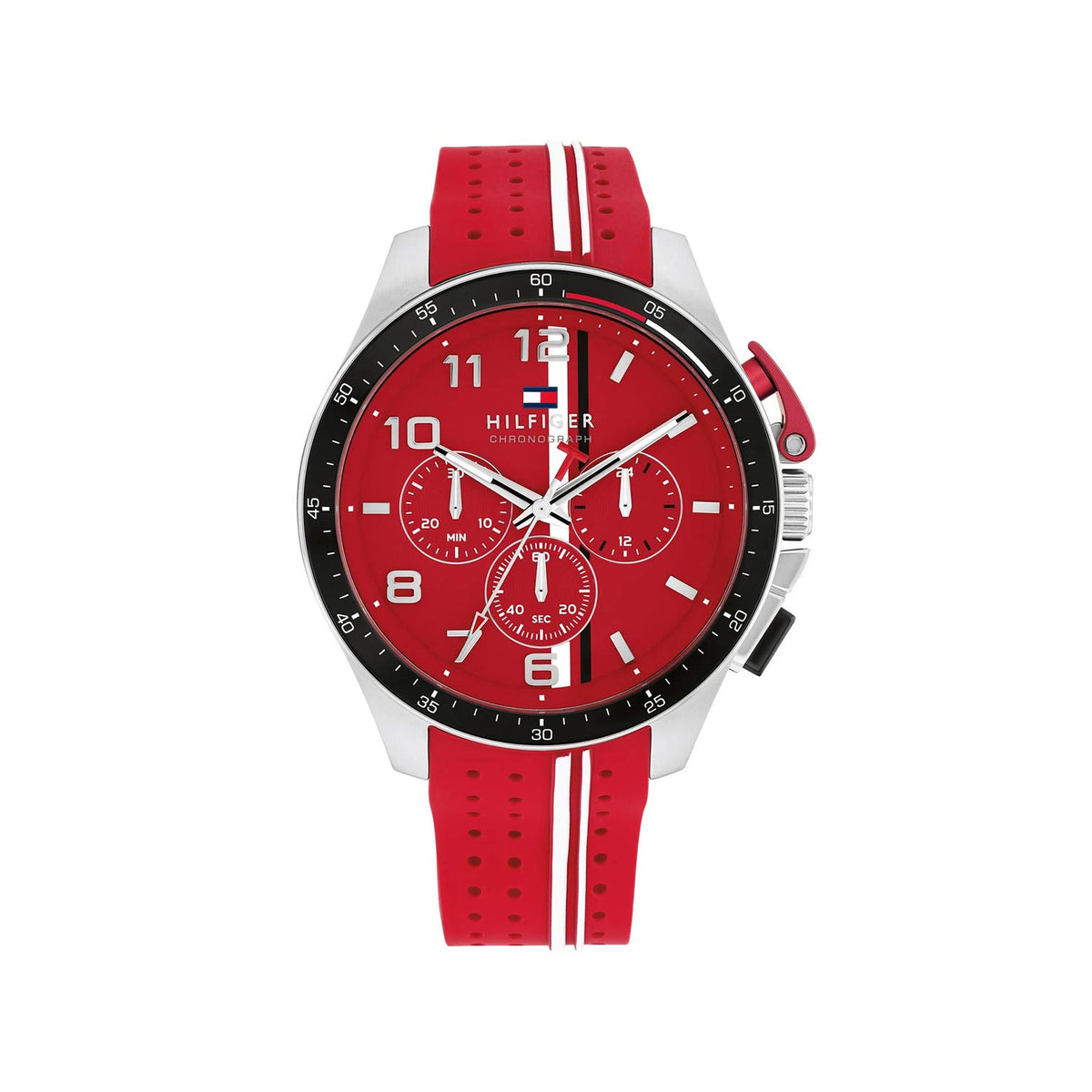 Tommy Hilfiger Men’s Chronograph Watch, Silver & Red