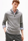 Tommy Hilfiger Classic Cotton Cable Knit Half Zip Sweater, Medium Grey Heather