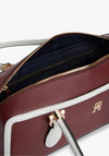 Tommy Hilfiger Colour-Blocked Rectangular Shoulder Bag, Maroon