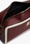 Tommy Hilfiger Colour-Blocked TH Monogram Crossbody Bag, Maroon