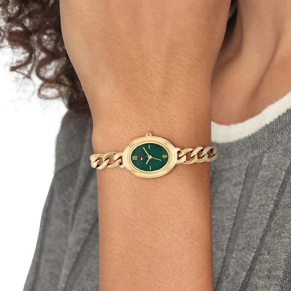 Tommy Hilfiger Ladies Demi Oval Watch, Gold & Green