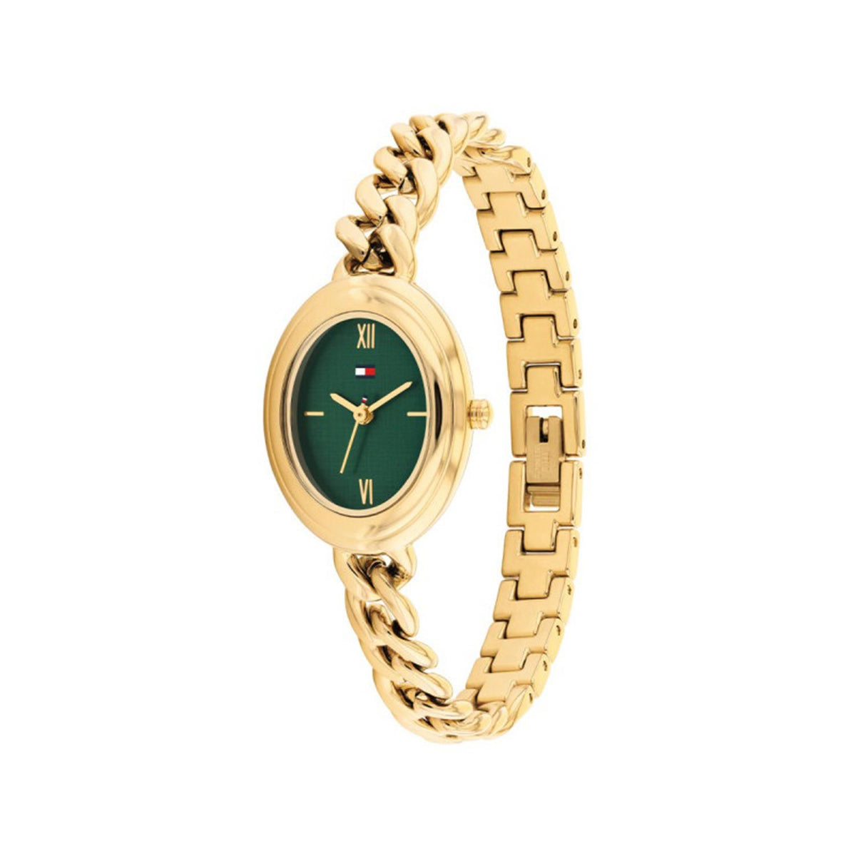 Tommy Hilfiger Ladies Demi Oval Watch, Gold & Green