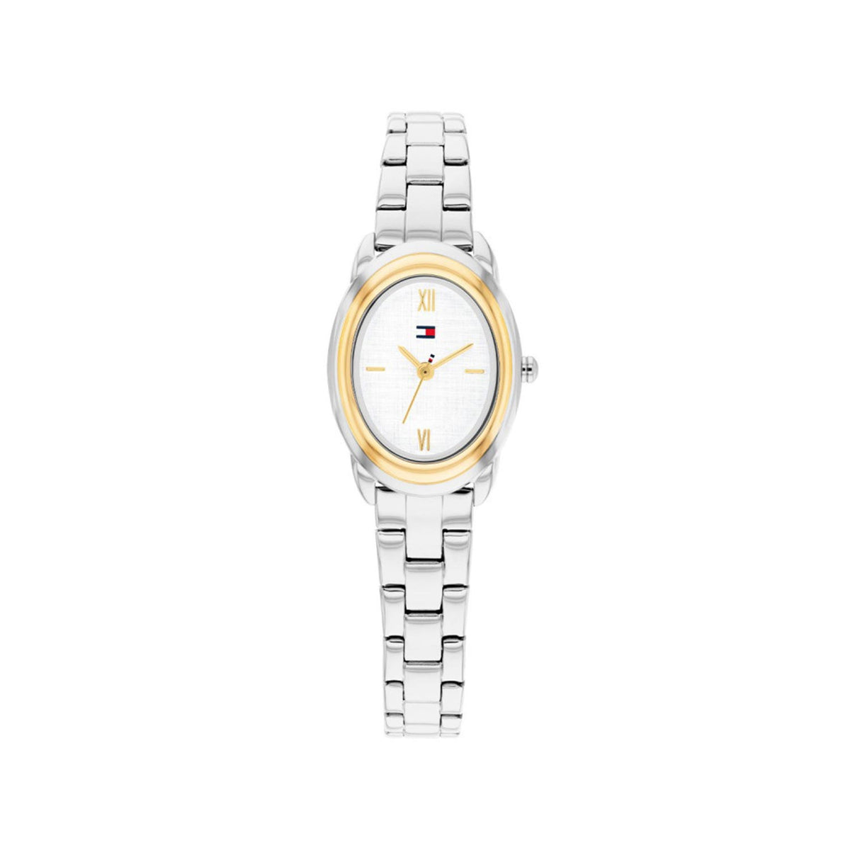 Tommy Hifiger Ladies Demi Oval Watch, Gold & Silver