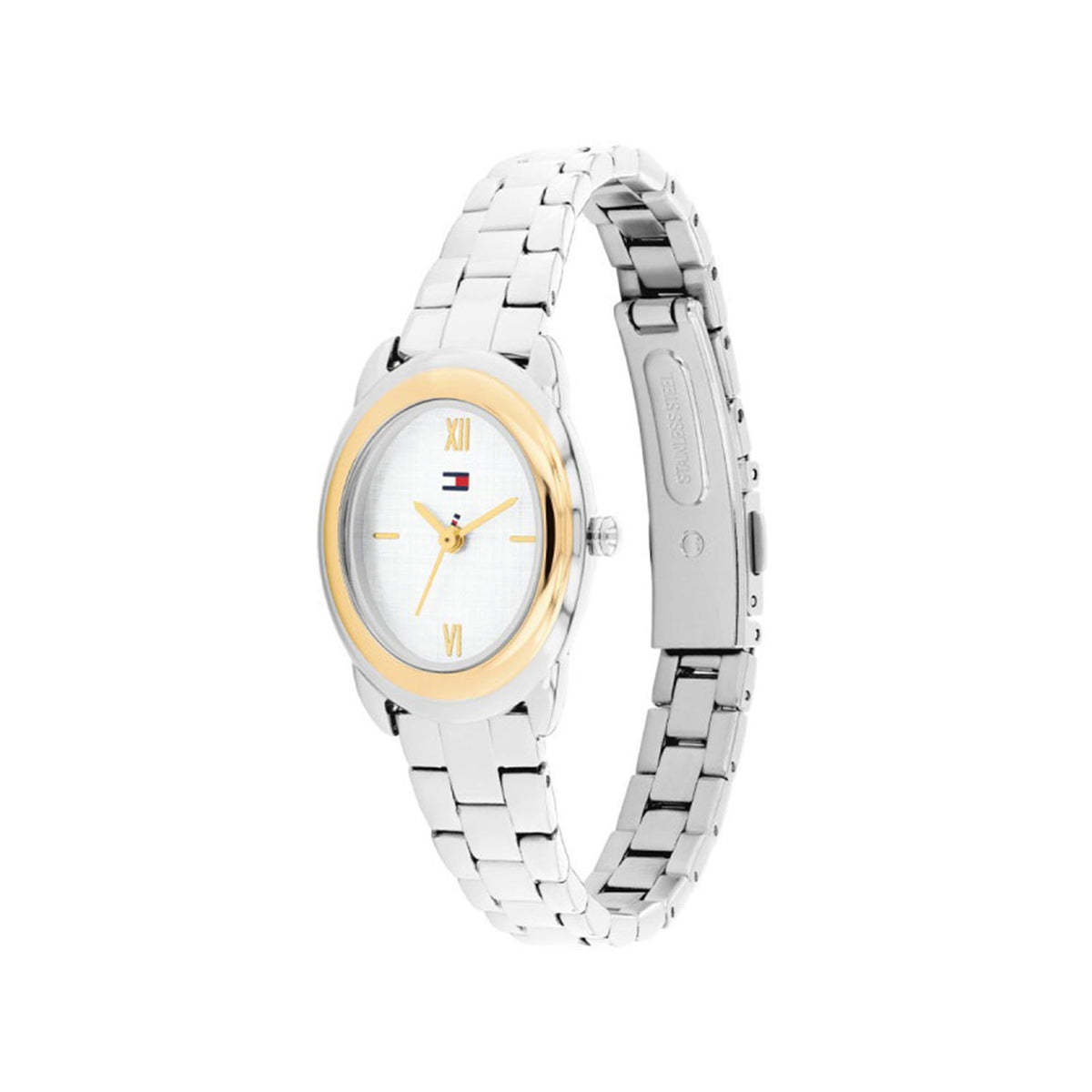 Tommy Hifiger Ladies Demi Oval Watch, Gold & Silver