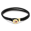 Tommy Hilfiger Men’s Double Braided Leather Bracelet, Gold & Black