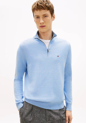 Tommy Hilfiger Essential Quarter Zip Sweater, Vessel Blue Heather