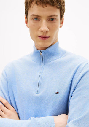 Tommy Hilfiger Essential Quarter Zip Sweater, Vessel Blue Heather