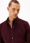Tommy Hilfiger Flag Embroidered Corduroy Shirt, Deep Wine