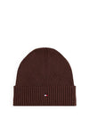 Tommy Hilfiger Flag Embroidery Cashmere Blend Beanie, Walnut Brown