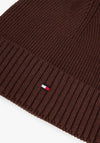 Tommy Hilfiger Flag Embroidery Cashmere Blend Beanie, Walnut Brown