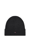 Tommy Hilfiger Flag Embroidery Cashmere Blend Beanie, Charcoal Grey
