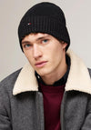 Tommy Hilfiger Flag Embroidery Cashmere Blend Beanie, Charcoal Grey
