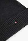 Tommy Hilfiger Flag Embroidery Cashmere Blend Beanie, Charcoal Grey