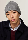 Tommy Hilfiger Flag Embroidery Cashmere Blend Beanie, Light Grey