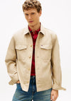 Tommy Hilfiger Flag Embroidery Twill Overshirt, Light Beige