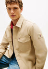 Tommy Hilfiger Flag Embroidery Twill Overshirt, Light Beige