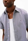 Tommy Hilfiger Flex Houndstooth Poplin Short Sleeve Shirt, Night Sky Navy