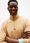 Tommy Hilfiger Flex Logo Half Zip Sweatshirt, Beige