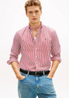 Tommy Hilfiger Flex Poplin Stripe Shirt, Medium Red & White