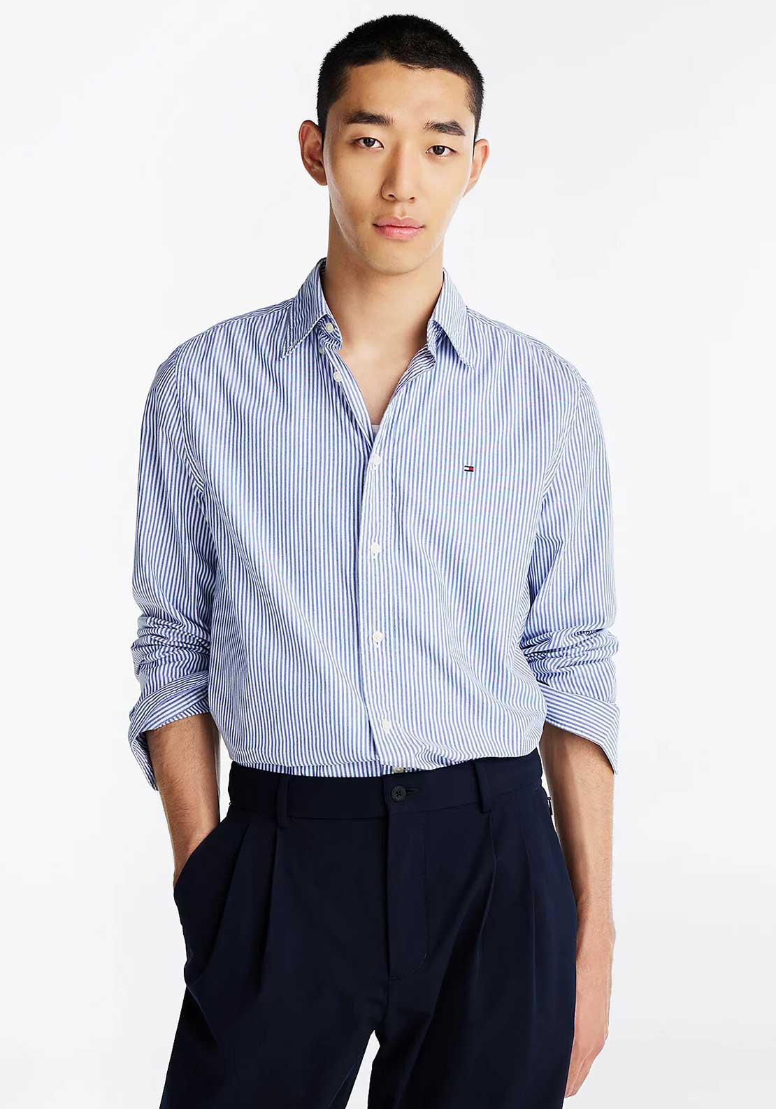 Tommy Hilfiger Flex Stripe Poplin Shirt, Wedge Blue
