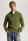Tommy Hilfiger Global Stipe Zipped Polo Shirt, Putting Green