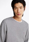 Tommy Hilfiger Herringbone Knit Crew Neck Sweater, Medium Grey Heather