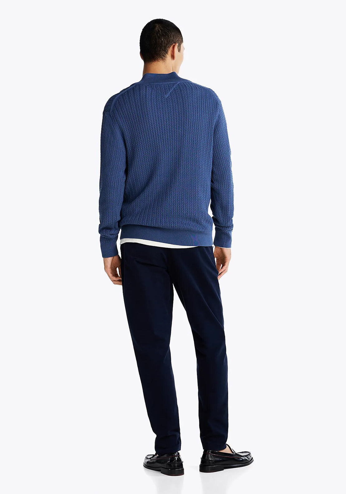Tommy Hilfiger Herringbone Knit Quarter Zip Sweater, Blue