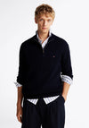Tommy Hilfiger Herringbone Knit Quarter Zip Sweater, Navy
