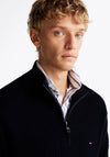 Tommy Hilfiger Herringbone Knit Quarter Zip Sweater, Navy