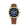 Tommy Hilfiger Men’s Hudson Blue Dial Watch, Brown & Gold