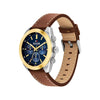 Tommy Hilfiger Men’s Hudson Blue Dial Watch, Brown & Gold