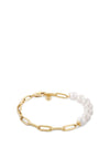 Tommy Hilfiger Ladies Chain & Orb Pearl Bracelet, Gold