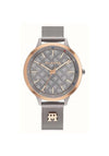 Tommy Hilfiger Ladies Iris Steel Mesh Watch, Gunmetal & Rose Gold