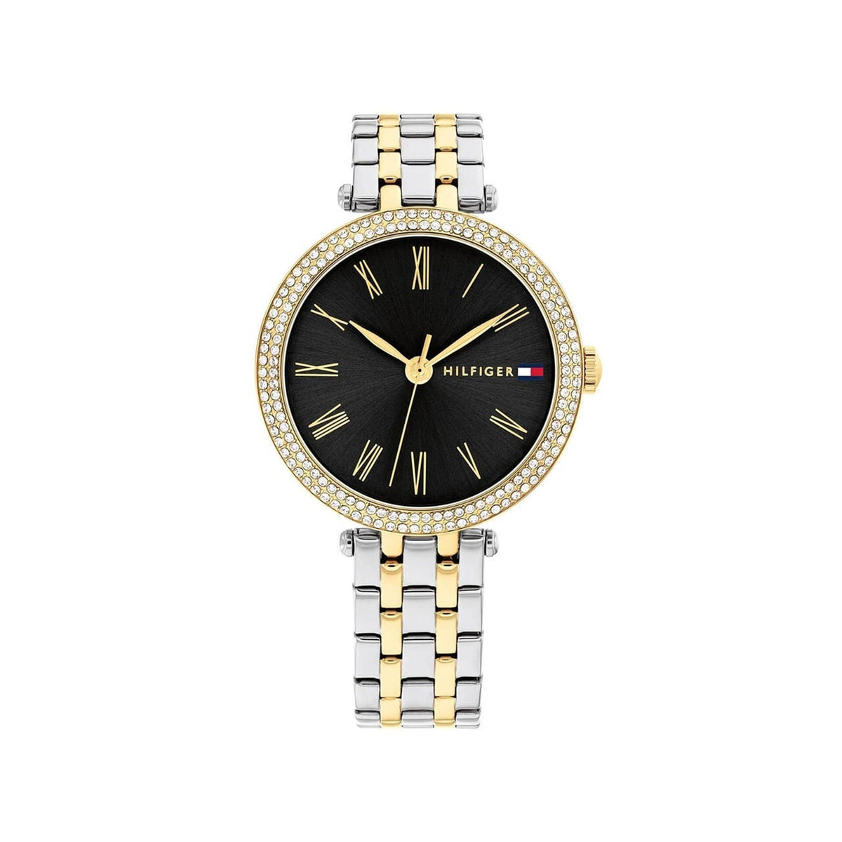 Tommy Hilfiger Ladies Natalie Zirconia Bezel Watch, Silver & Gold