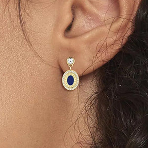 Tommy Hilfiger Ladies Pendant Earrings, Gold & Blue