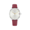 Tommy Hilfiger Ladies Pippa Cranberry Leather Strap Watch, Silver