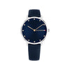 Tommy Hilfiger Ladies Pippa Navy Leather Strap Watch, Silver