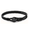Tommy Hilfiger Mens Nautical Leather Braided Bracelet, Black