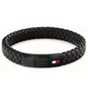 Tommy Hilfiger Men’s Leather Braided Bracelet, Black