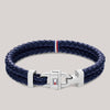 Tommy Hilfiger Leather Double Braided Bracelet, Navy