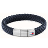 Tommy Hilfiger Men’s Leather Braided Bracelet, Dark Blue
