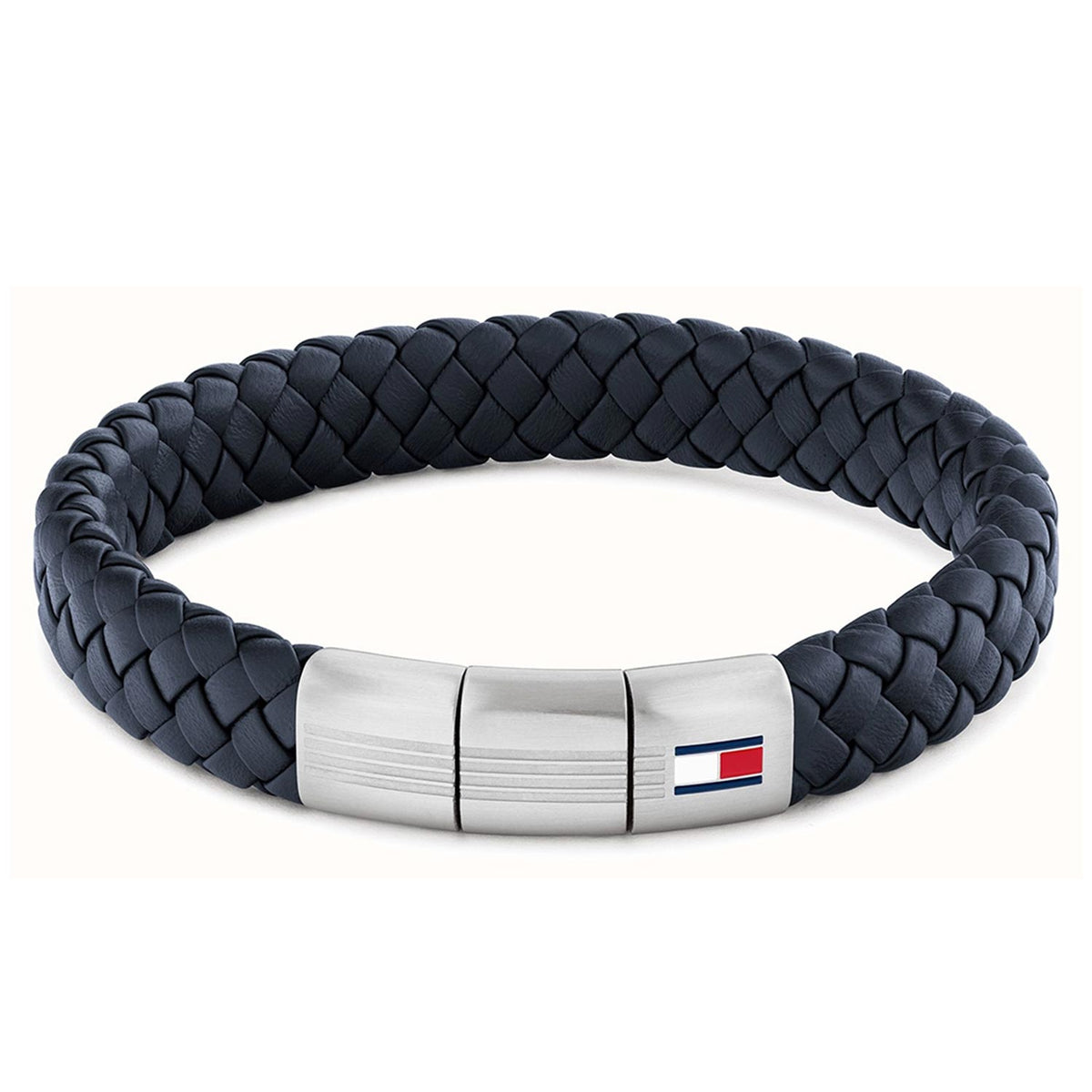 Tommy Hilfiger Men’s Leather Braided Bracelet, Dark Blue