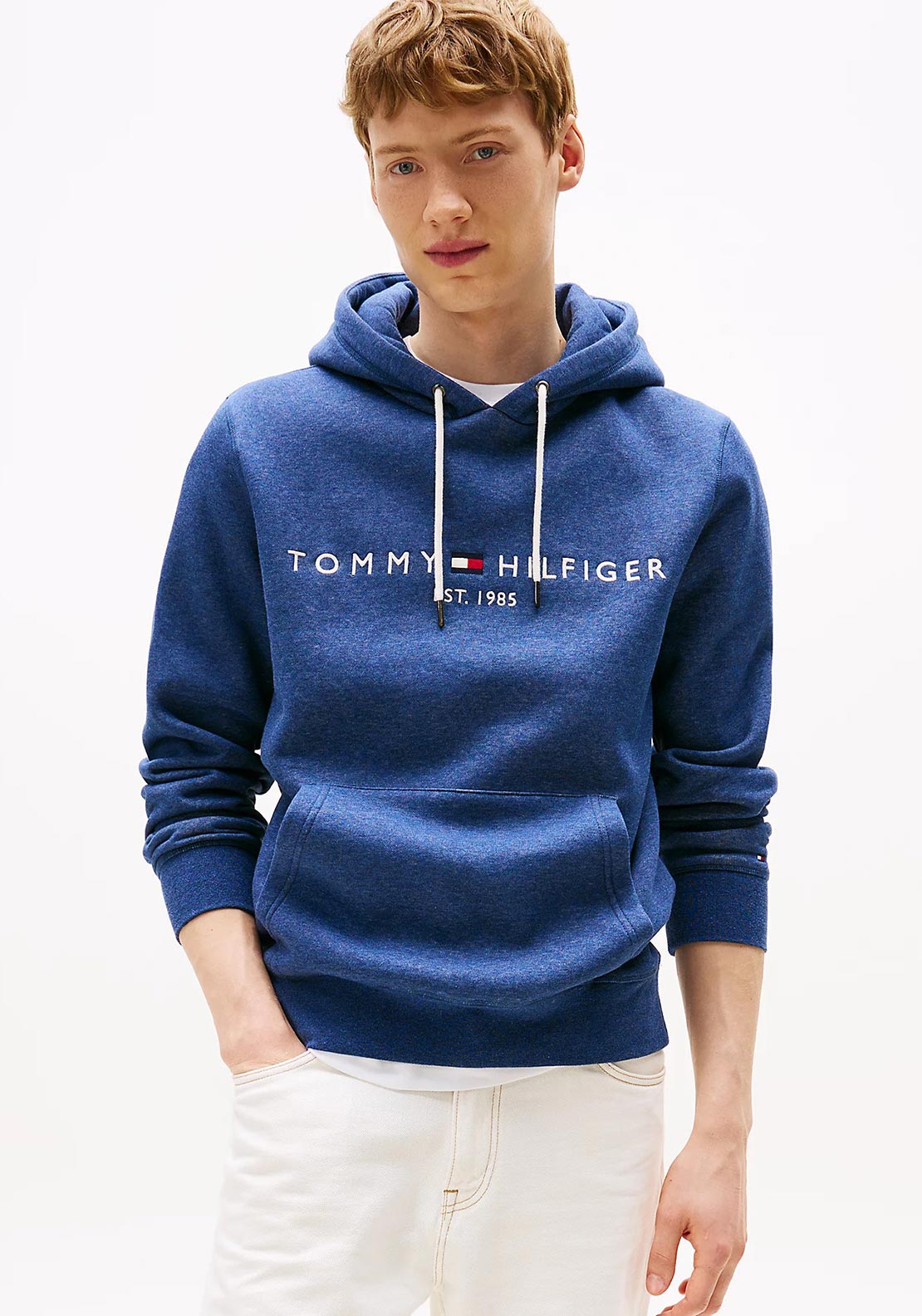 Tommy Hilfiger Logo Drawstring Hoodie, Dark Blue