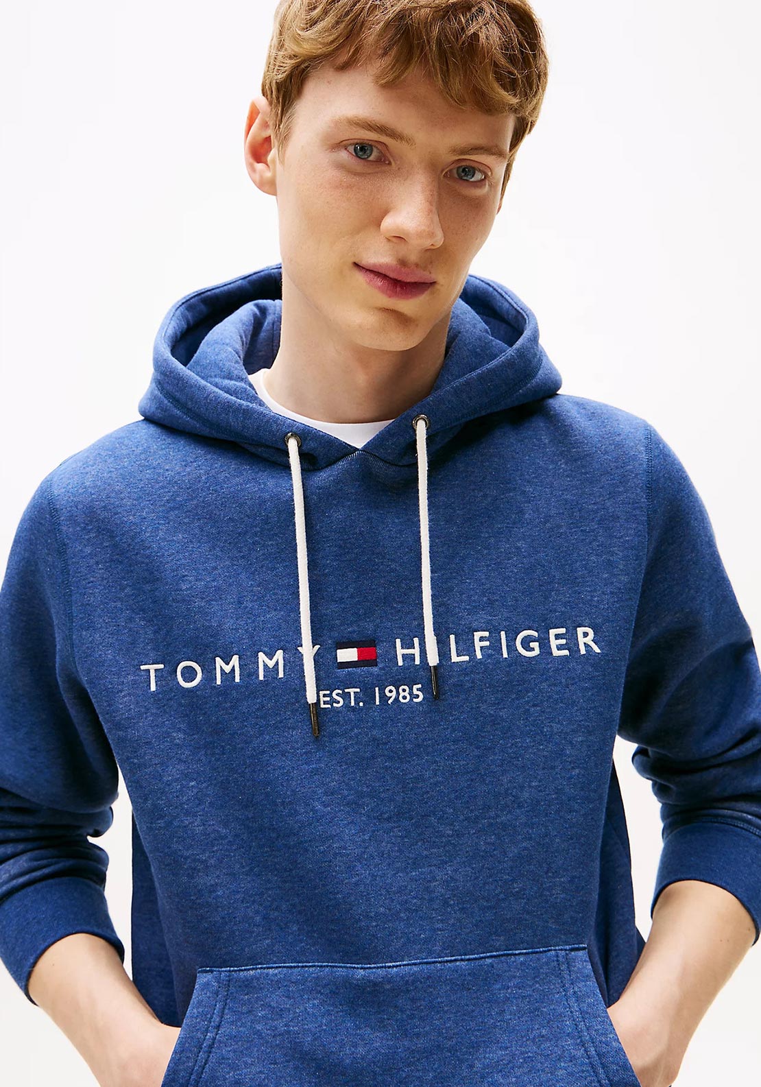Tommy Hilfiger Logo Drawstring Hoodie, Dark Blue