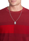 Tommy Hilfiger Men’s Iconic Stripe Flag Necklace, Silver